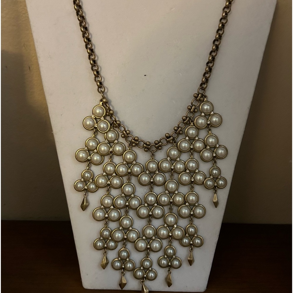 Stella and Dot Dahlia Pearl Bib Statement Necklace